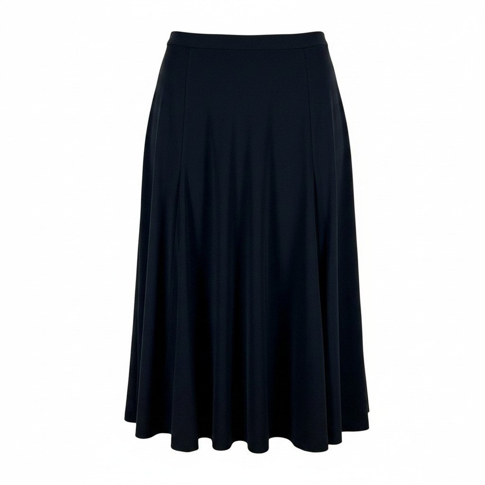 Apostrophe Stretch Navy Blue Pleated A-Line Midi Skirt Pull On Office Womens XL